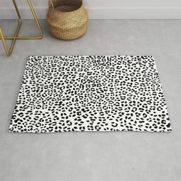 Black and White Snow Leopard Rug | Graphicdesign, Pattern, Minimalist, Spots, Snowleopard, Animalprint, Cheetah, Black, Spot, Leopard 