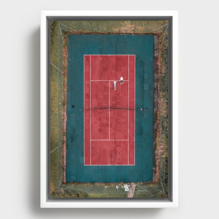 Tennis court, view of drone Framed Canvas