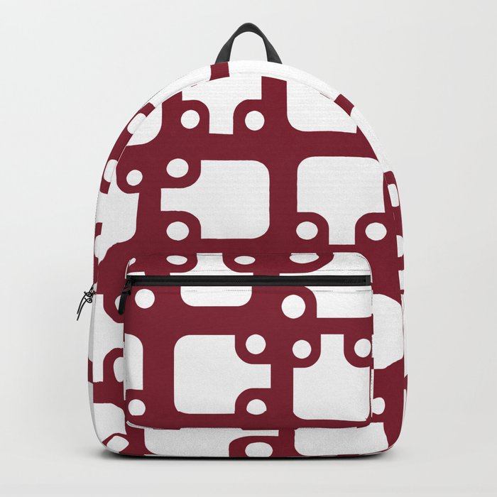Mid Century Modern Abstract Pattern Burgundy 2 Backpack