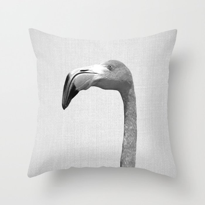 Flamingo - Black & White Throw Pillow