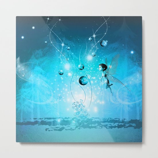 Cute elf in blue Metal Print