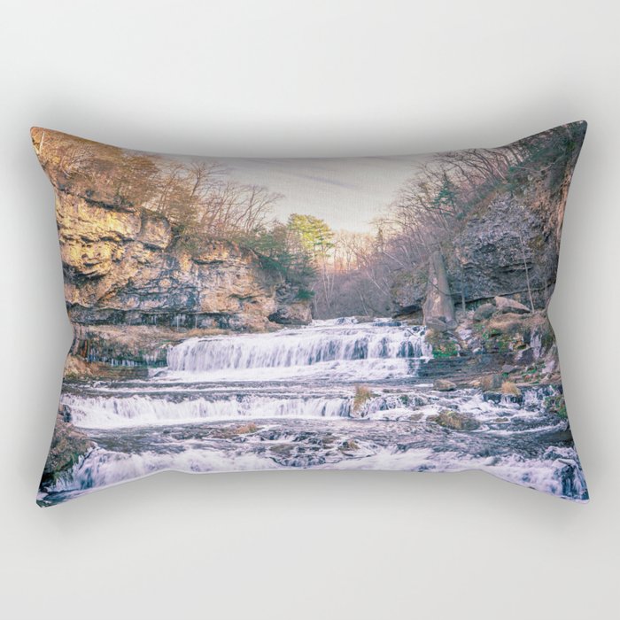 Late Autumn Waterfall | Long Exposure Photography Rectangular Pillow