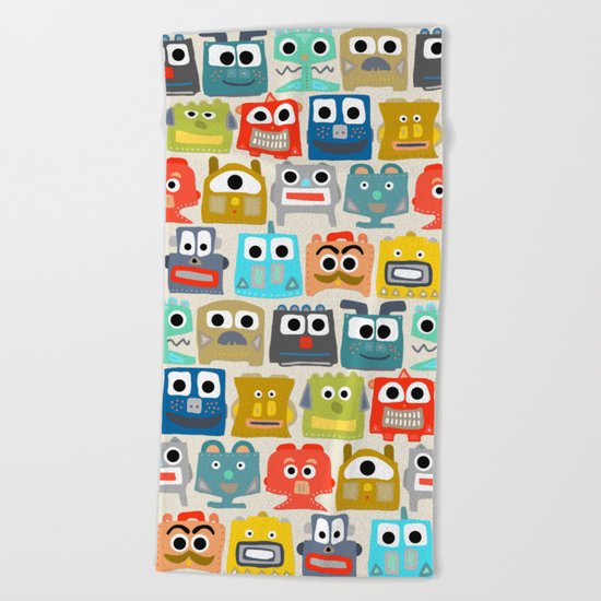 summer baby robots Beach Towel