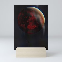 Red Glitch Planet Mini Art Print