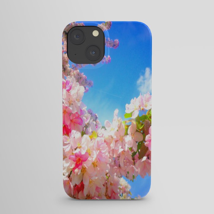 Pink Flowers Blue Sky iPhone Case