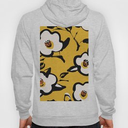 Floral Vintage yellow pattern with sketchy hand drawn flowers and leaves of Camellia plant.  Hoody