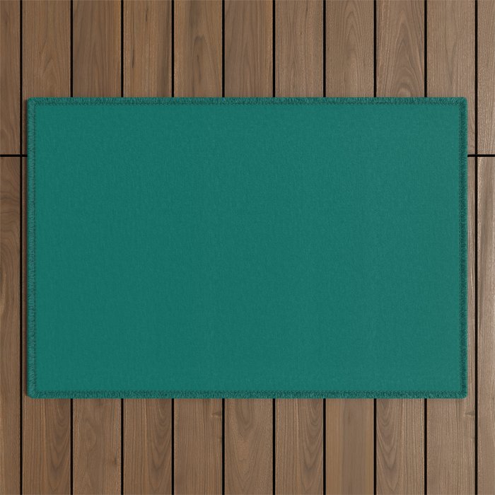 Dark Turquoise Solid Color Pairs Pantone Bear Grass 18-5425 TCX Shades of Blue-green Hues Outdoor Rug