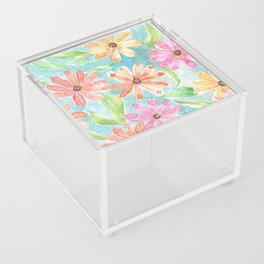 Watercolor Daisies Design Acrylic Box