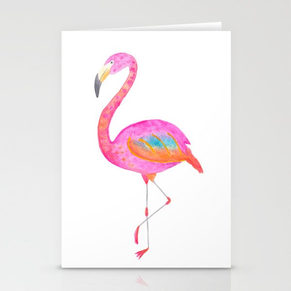 Flamboyant flamingo - bright watercolour painting Stationery Cards
