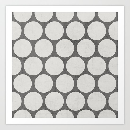 gray and white polka dots Art Print