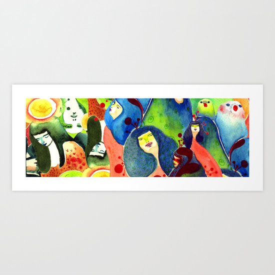 Moss and birds Art Print