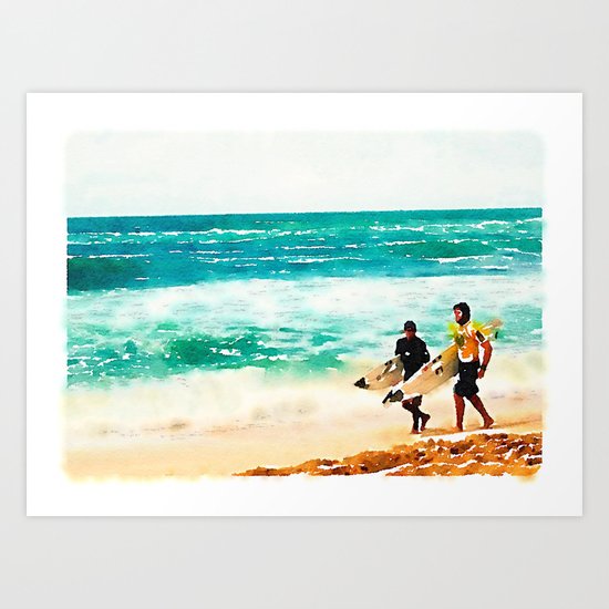 Catching Waves in Hawaii Art Print