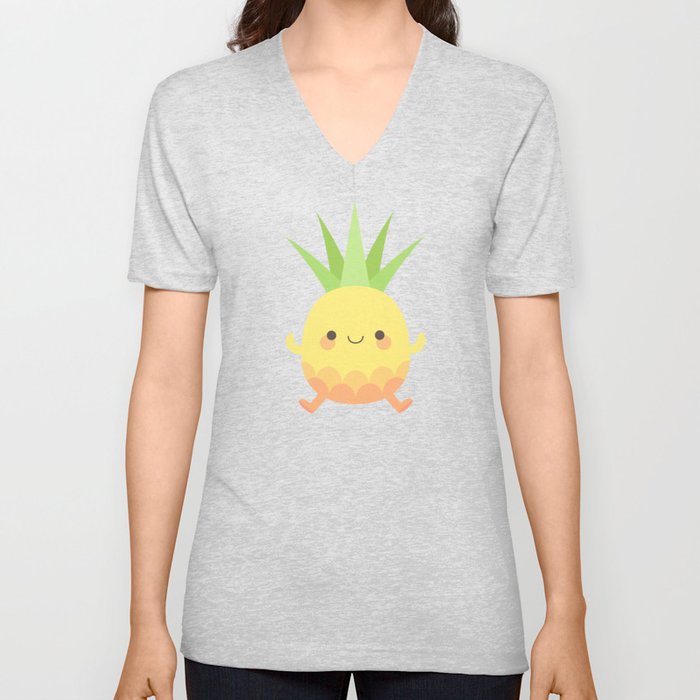 Happy pineapple kids V Neck T Shirt