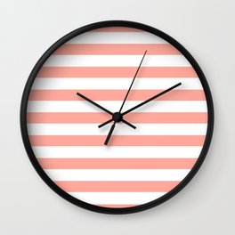 Simply Striped in Salmon Pink and White Wall Clock