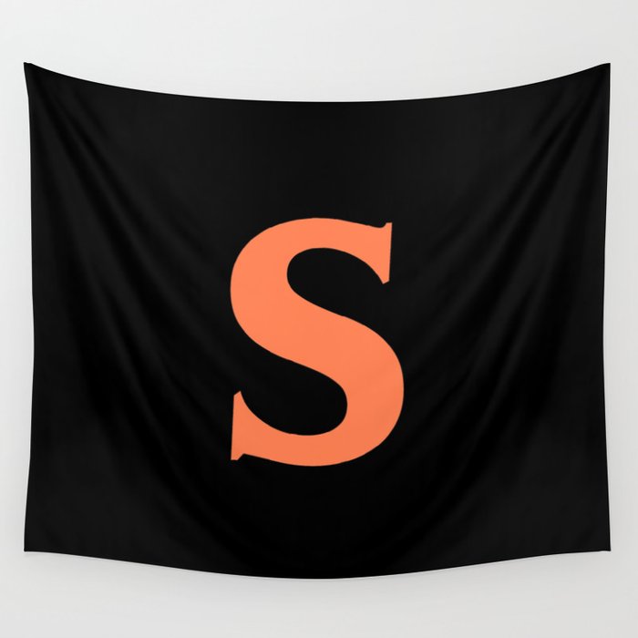 s (CORAL & BLACK LETTERS) Wall Tapestry