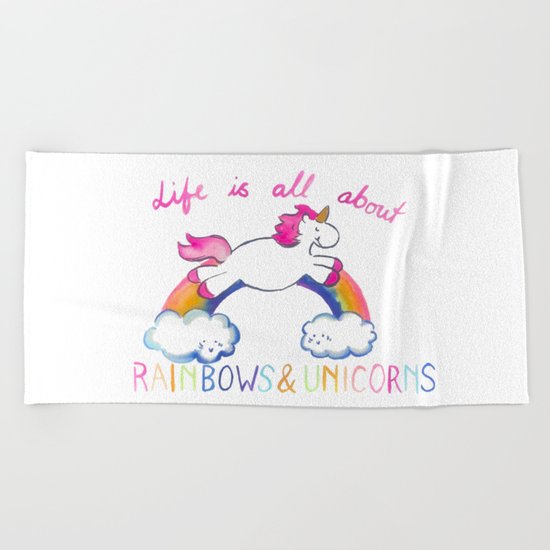 Rainbow Unicorn Beach Towel