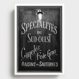 French food vintage sign in black and white   Framed Canvas