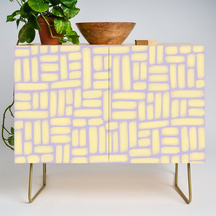 Pastel Yellow and Purple Pattern Credenza