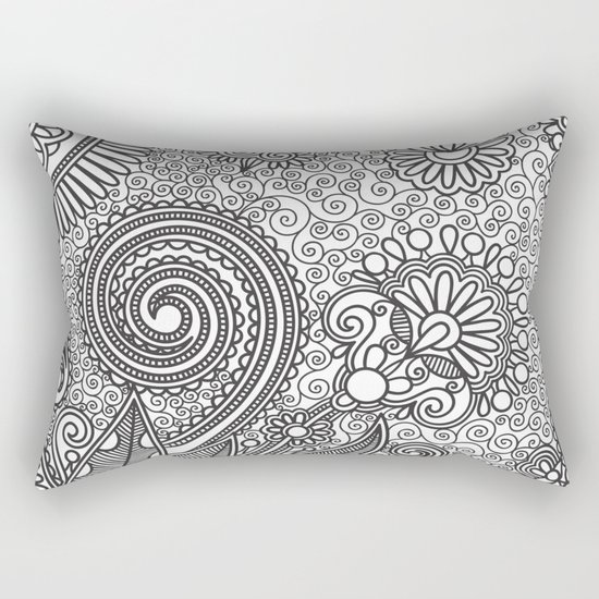 Floral B&W Rectangular Pillow