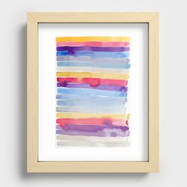 Watercolor Rainbow Stripes Recessed Framed Print