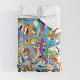 Colourful Line Art Abstract Art Good Vibes of Summer  Comforter