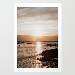 Sunset at the beach | Travel photo | Wanderlust | Warm soft pastel colors.  Art Print