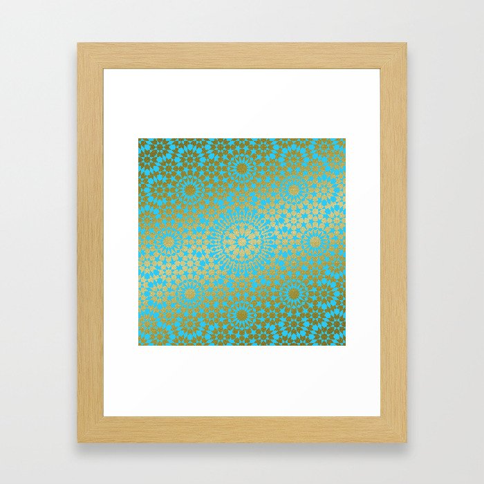 Moroccan Nights - Gold Teal Mandala Pattern 1 - Mix & Match with Simplicity of Life Framed Art Print