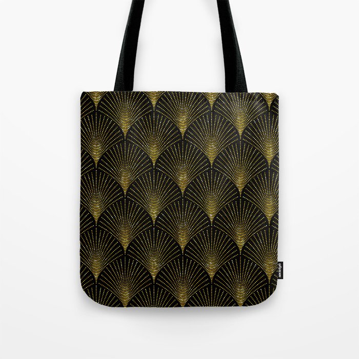 Back and gold art-deco geometric pattern Tote Bag