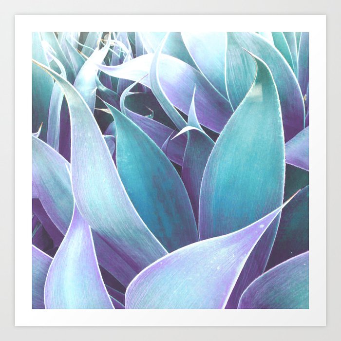 Lavender Seafoam Abstract Leaves Art Print