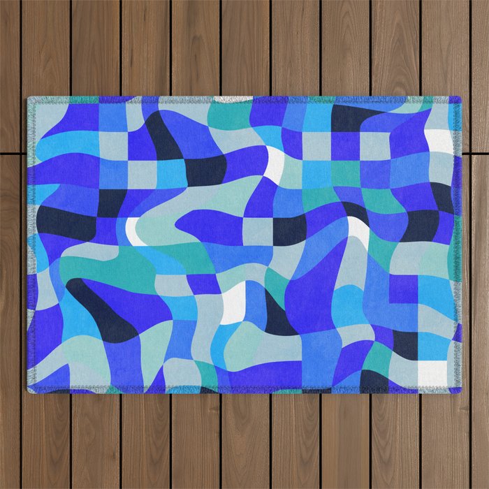 abstract ocean blue 4 Outdoor Rug