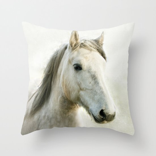 White Horse Portrait Throw Pillow