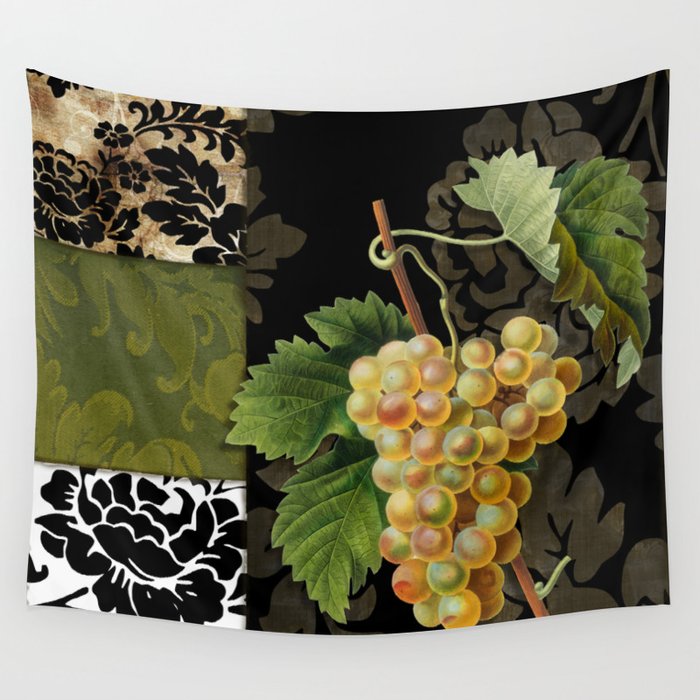 Damask Wine Grapes Wall Tapestry
