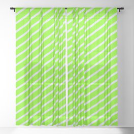 [ Thumbnail: Green & Lavender Colored Lines/Stripes Pattern Sheer Curtain ]