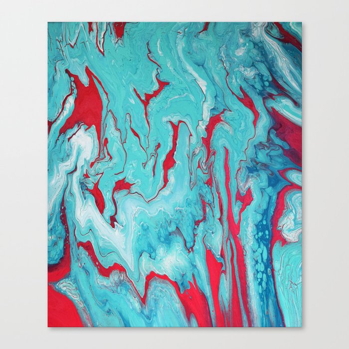 Coral Garden Acrylic Pour Painting Canvas Print By