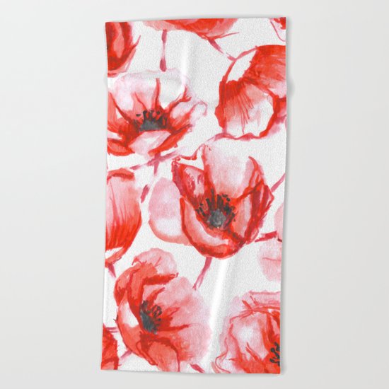 Flora Poppy Beach Towel