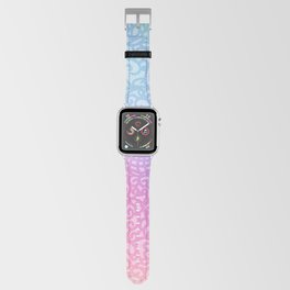 Colourful rainbow. Curly decoration. Cute cat and stars shine. Apple Watch Band