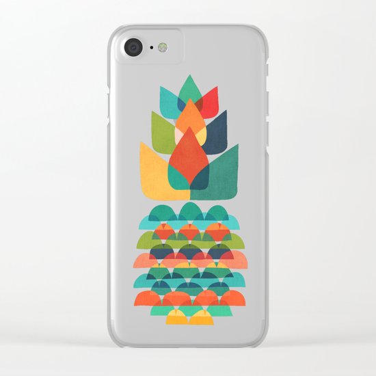Colorful Whimsical Ananas Clear iPhone Case