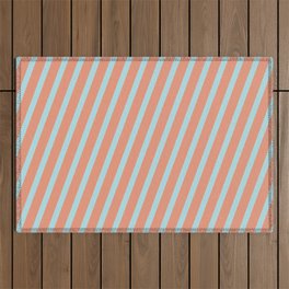 [ Thumbnail: Powder Blue & Dark Salmon Colored Stripes/Lines Pattern Outdoor Rug ]