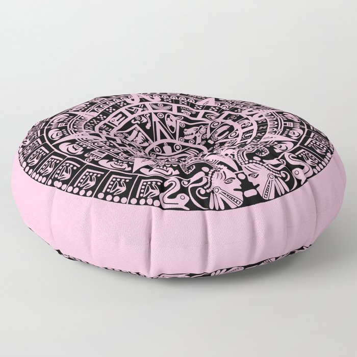 Mayan Calendar // Pink Floor Pillow