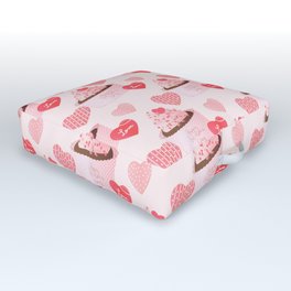 Valentine's Day Cupcakes Pattern Outdoor Floor Cushion