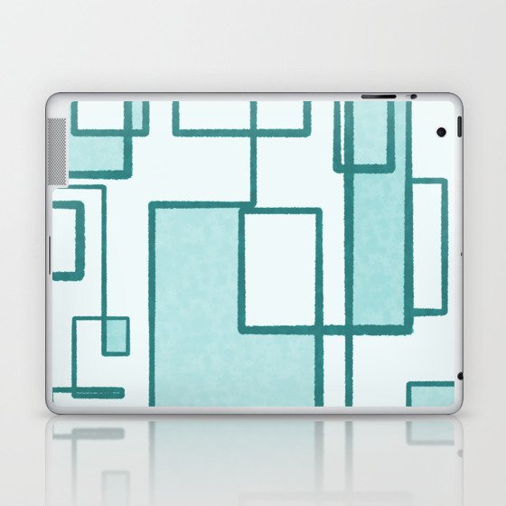 Piet Composition in Light Teal Blue - Mid-Century Modern Minimalist Geometric Abstract Laptop & iPad Skin