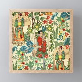 Frida's Coyoacán Mexican Garden of Casa Azul Lush Tropical  floral painting Framed Mini Art Print