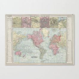Vintage Map of The World (1901) Canvas Print