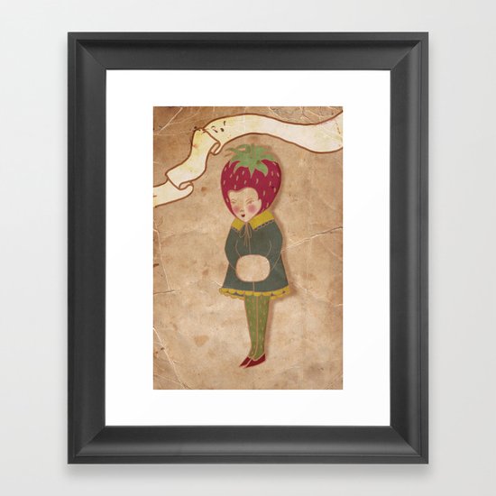 Strawberry head Framed Art Print