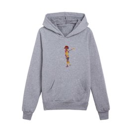 Watercolor Child Baseball Player Kids Pullover Hoodies