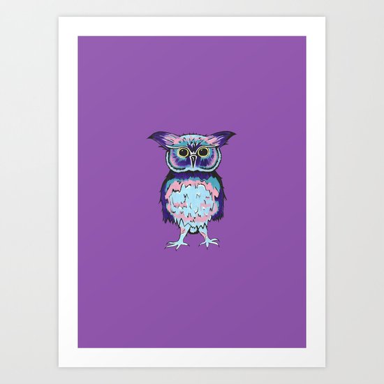 Small Purple Owl Art Print