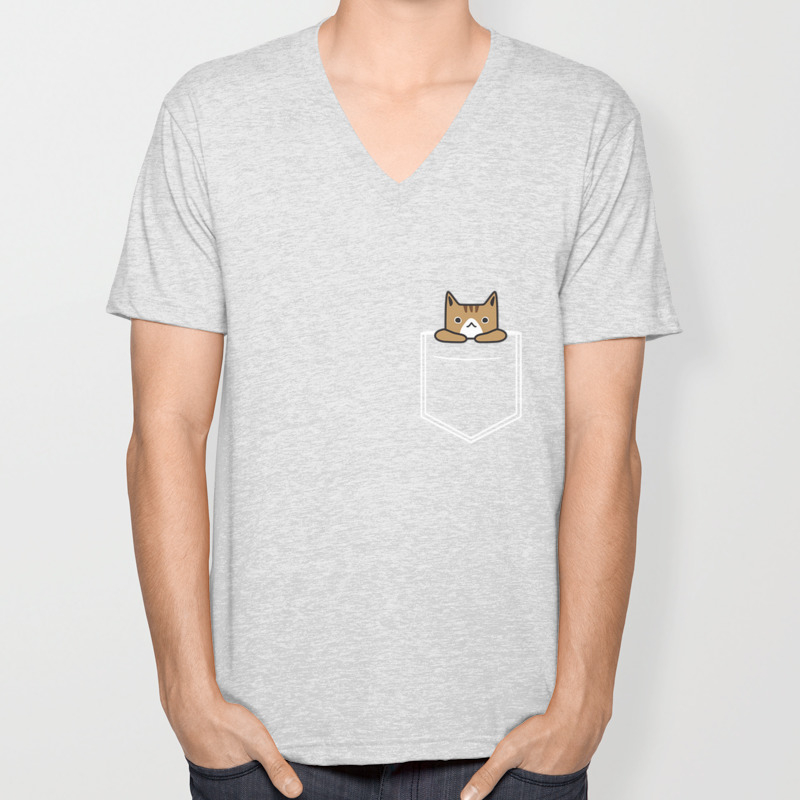Breast Pocket Cat Unisex V Neck By Myshelter Society6