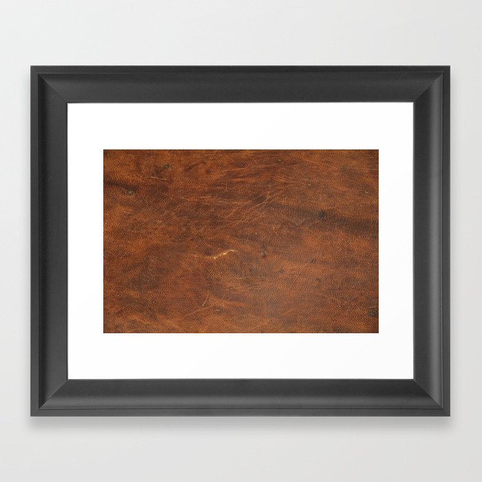Old Tan Leather Print Texture | Cowhide Framed Art Print