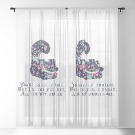 Alice floral designs - Cheshire cat entirely bonkers Sheer Curtain