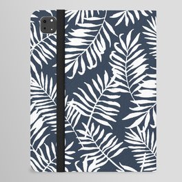 Tropical Palm Leaves - Palm Leaf Pattern - Navy Blue iPad Folio Case